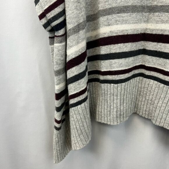 Loft Womens Pullover Sweater Multicolor Striped Poncho Short Sleeve Cotton XS/S - Picture 7 of 11